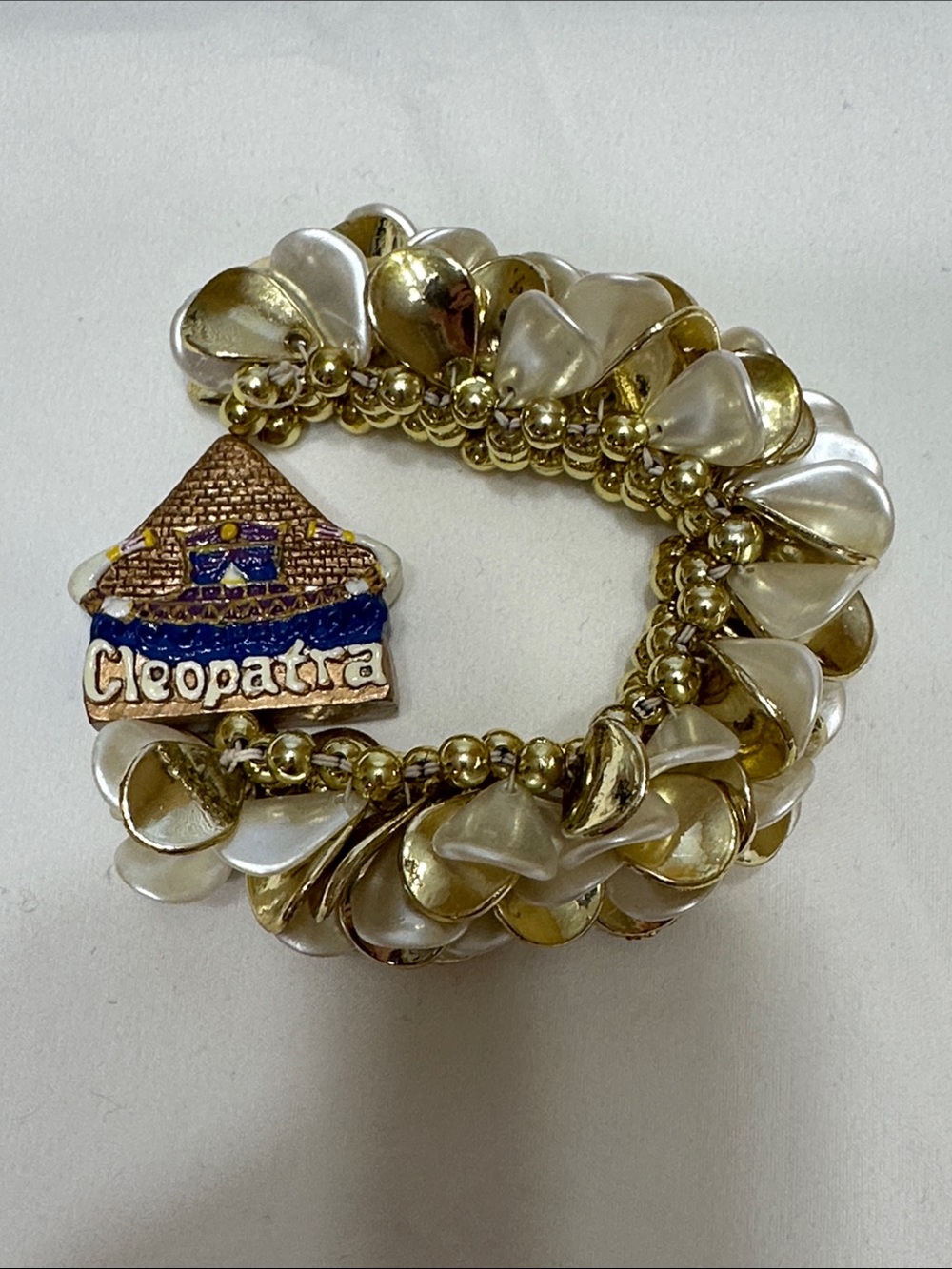 Stanley Gold and Pearl Cleopatra Charm Bracelet